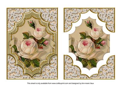 Cream Roses Diamond 7x5in Easy Decoupage Step by Step