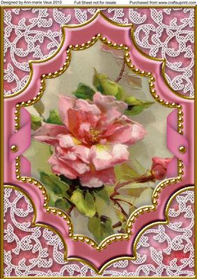Pink Rose Ornate Diamond A4 Picture Topper Sheet