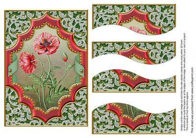 Painted Poppies Diamond 7x5 Swirvey Top Bottom Stacker