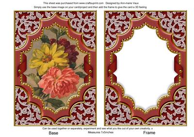 Mixed Flowers Diamond 7x5 Picture Card Base and Frame