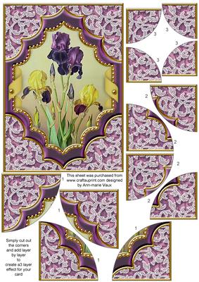 Purple Iris Ornate Diamond 7x5 All 4 Corner Stacker
