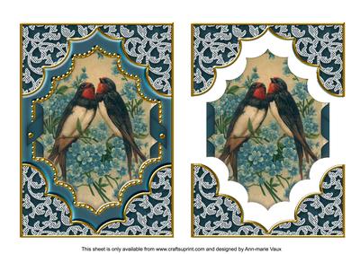 Birds Ornate Diamond 7x5in Easy Decoupage Step by Step