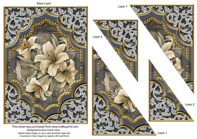 Grey Lily Ornate Diamond 7x5 Triangle Duo Corner Stacker