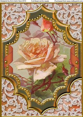 Peach Roses Diamond A4 Picture Sheet