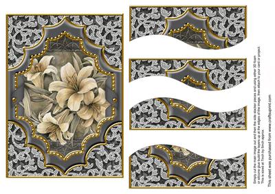 Grey Lillies Diamond 7x5 Swirvey Top and Bottom Stacker
