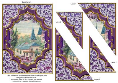 Lavender View Ornate Diamond 7x5in Triangle Corner Stacker
