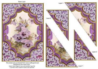 Purple Pansies Ornate Diamond 7x5in Triangle Corner Stacker