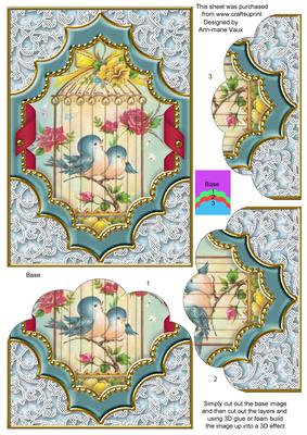 Lovebirds Ornate Diamond 7x5in Scallop Bottom Stacker