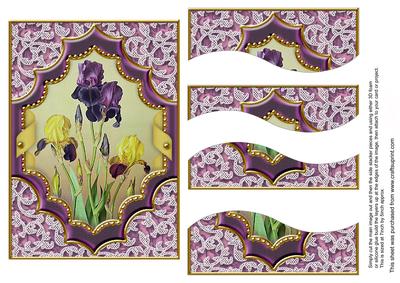 Purple Iris Ornate Diamond 7x5in Swirvey Top Bottom Stacker