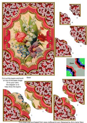 Mixed Bouquet Ornate Diamond 7x5 Scallop Duo Corner Stacker