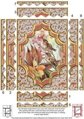 Feeding Birds Ornate Diamond 7x5 Wavy Edge Spiral Stacker