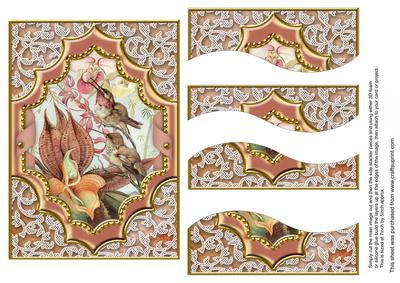Feeding Birds Ornate Diamond 7x5 Swirvey Top Bottom Stacker
