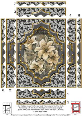 Grey Lily Ornate Diamond 7x5 Wavy Edge Spiral Stacker