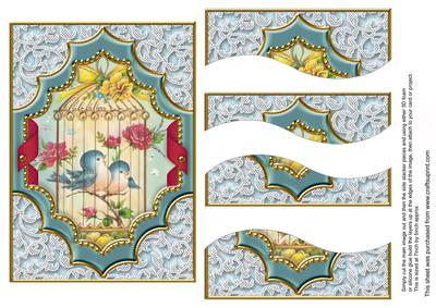 Lovebirds Ornate Diamond 7x5 Swirvey Top Bottom Stacker