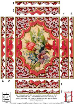 Mixed Bouquet Ornate Diamond 7x5 Wavy Edge Spiral Stacker