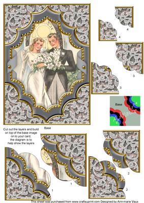Bride and Groom Diamond 7x5 Scallop Duo Corner Stacker