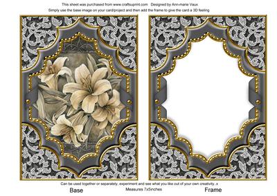 Grey Lily Ornate Diamond 7x5 Picture and Frame Card Front