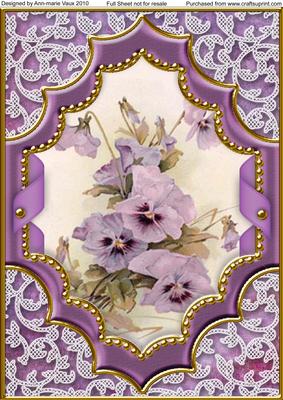 Purple Pansies A4 Picture Sheet Topper