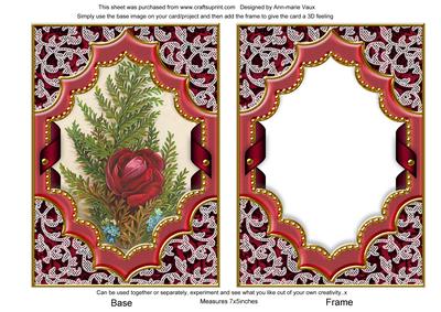 Red Rose Ornate Diamond 7x5 Picture and Frame Card Front