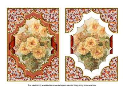 Peach Roses Ornate Diamond 7x5in Decoupage Step-by-step