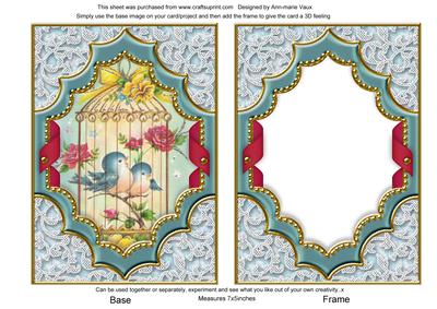 Lovebirds Ornate Diamond 7x5 Picture and Frame Card Front