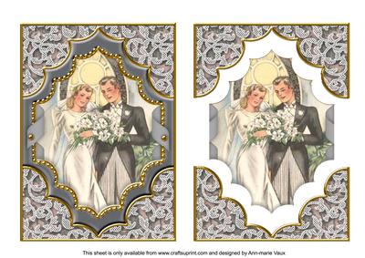 Bride and Groom Ornate Diamond 7x5in Decoupage Step-by-step