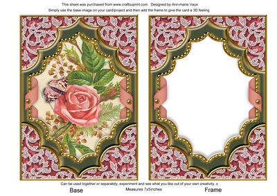Butterfly Rose Diamond 7x5 Picture and Frame Card Front