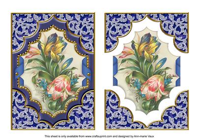Blue Tulips Ornate Diamond 7x5in Decoupage Step-by-step