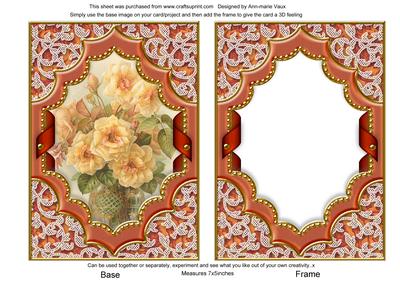 Peach Roses Diamond 7x5 Picture and Frame Card Front