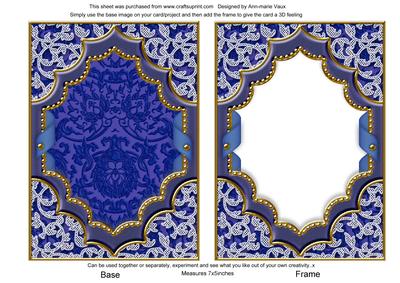 Blue Tulips Ornate Diamond 7x5 Plain Card Base Frame