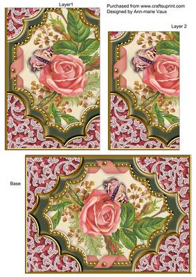 Birds Ornate Diamond 7x5 Scalloped Duo Corner Stacker