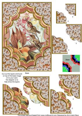 Feeding Birds Diamond 7x5 Scalloped Duo Corner Stacker