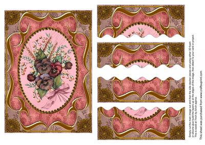 Colourful Pansies Diamond 7x5in Wavy Top Bottom Stacker