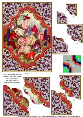 Sweet Peas Diamond 7x5 Scalloped Duo Corner Stacker