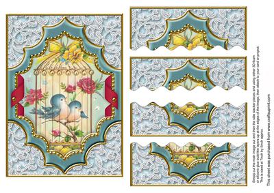 Lovebirds Diamond 7x5in Wavy Top Bottom Stacker