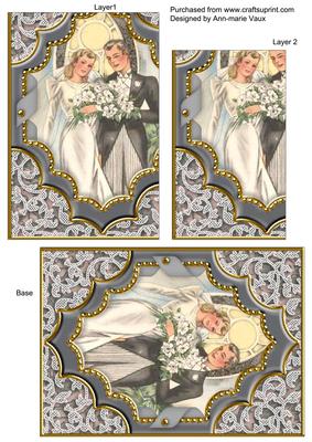 Bride and Groom Ornate Diamond 7x5inch One Corner Stacker