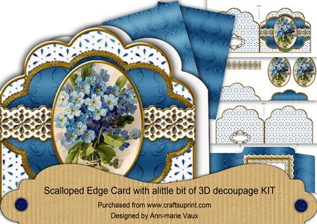 Forget Me Knots Em. Anglaise Scallop 3D Decoupage Card Kit