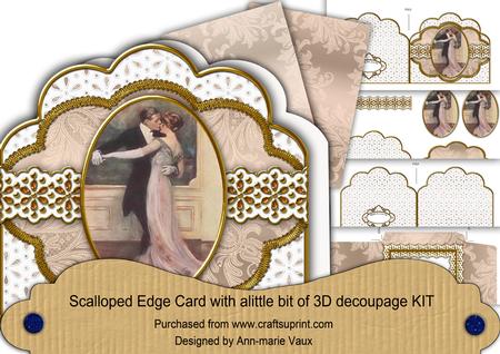 Dancing Couple Em Anglaise Scalloped 3D Decoupage Card Kit