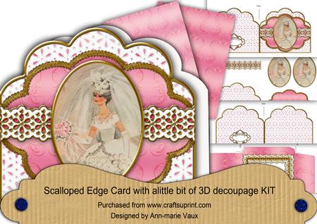 Blushing Bride Em Anglaise Scalloped 3D Decoupage Card Kit