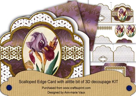 Iris Butterfly Em Anglaise Scalloped 3D Decoupage Card Kit