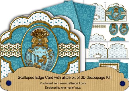 Aquamarine Perfume Anglaise Scalloped 3D Decoupage Card Kit