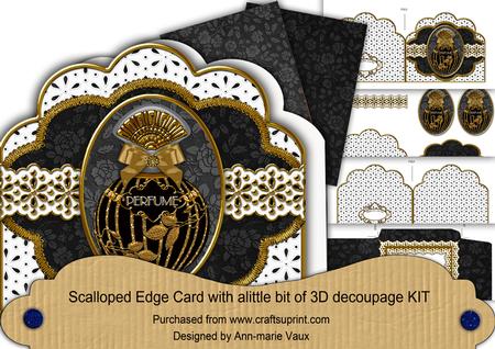 Black Onyx Perfume Anglaise Scalloped 3D Decoupage Card Kit