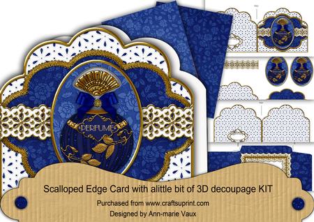 Blue Sapphire Anglaise Scalloped 3D Decoupage Card Kit