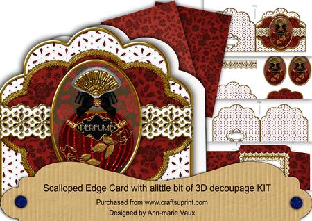 Burlesque Perfume Anglaise Scalloped 3D Decoupage Card Kit