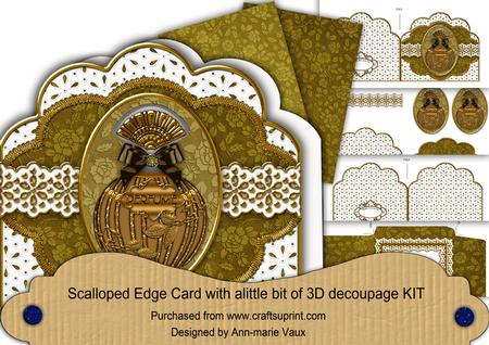 Gold Perfume Em Anglaise Scalloped 3D Decoupage Card Kit