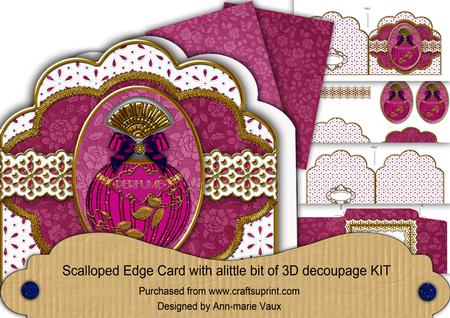 Pink Sapphire Perfume Anglaise Scallop 3D Decoupage Card Kit