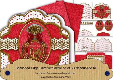 Ruby Perfume Em Anglaise Scalloped 3D Decoupage Card Kit