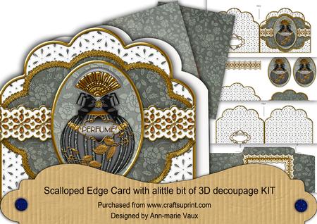 Silver Perfume Anglaise Scallop 3D Decoupage Card Kit