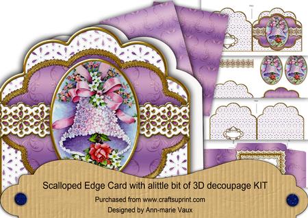 Floral Lilac Bell Anglaise Scalloped 3D Decoupage Card Kit