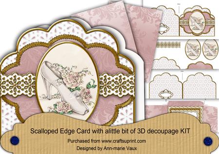 Wedding Shoe Anglaise Scalloped 3D Decoupage Card Kit